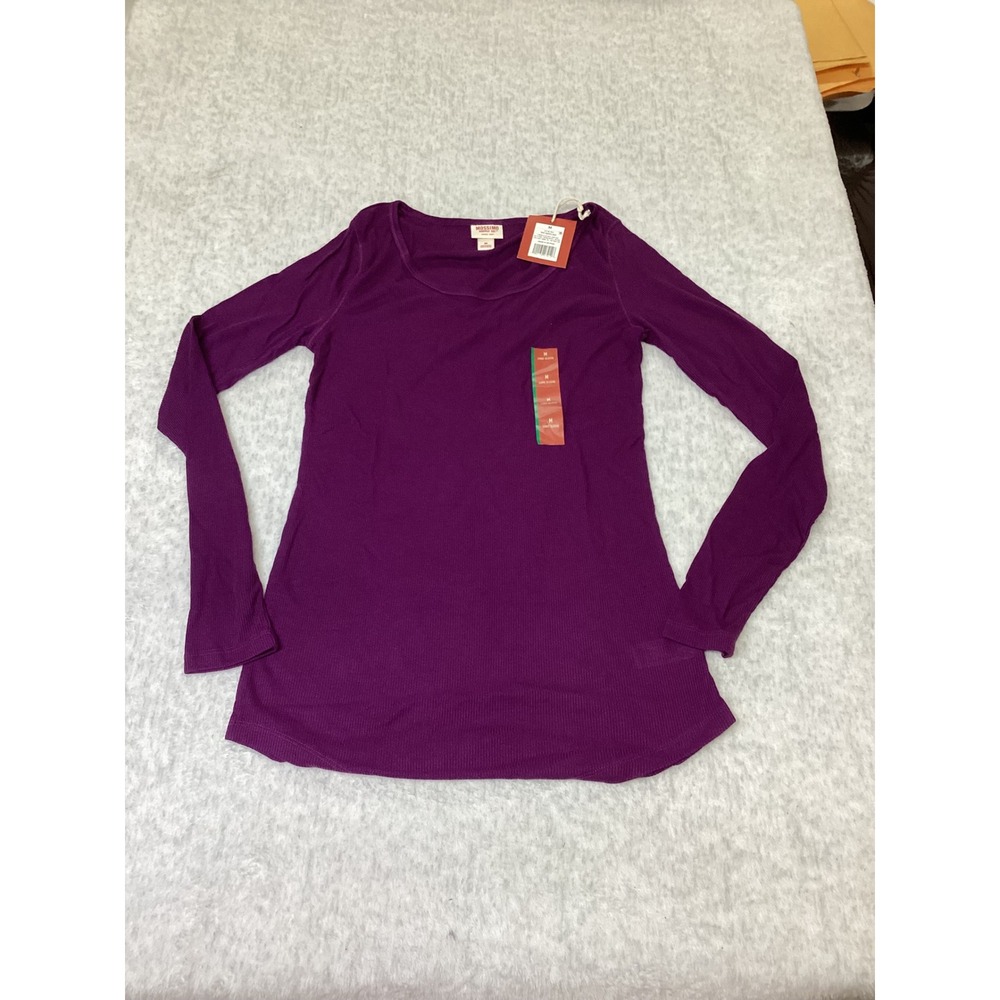 Mossimo Supply Co Women Soho Grape Purple‎ Ribbed Long Sleeve Scoop Neck Top M